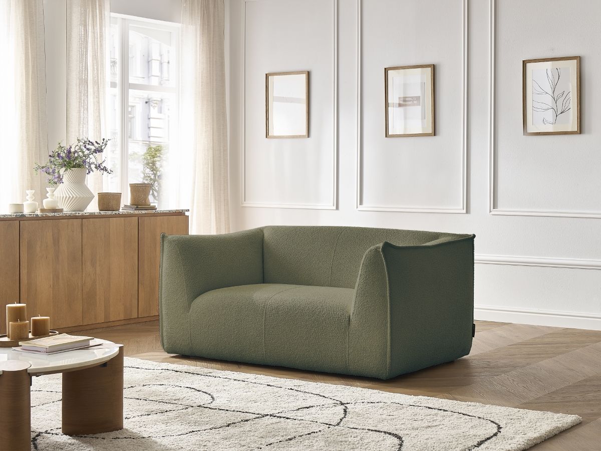 Canapé droit 2 places GIORGIA bouclette vert — vue 5