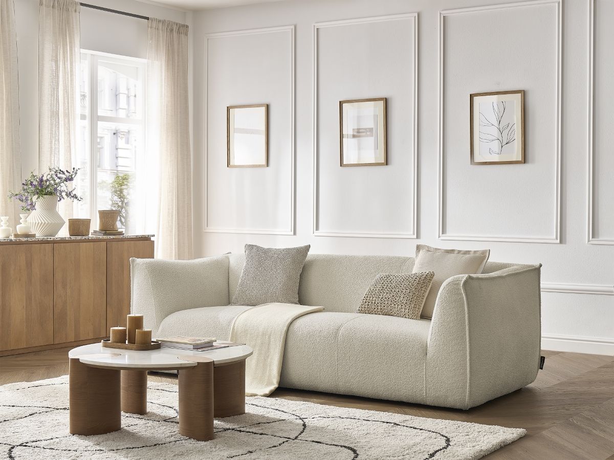 GIORGIA vaste 3-zits rechte bank in badstof