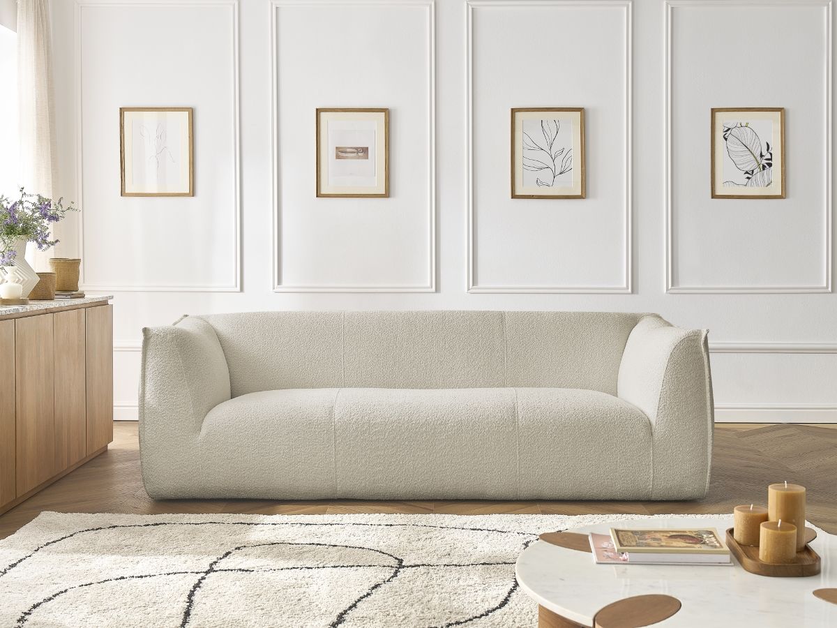 GIORGIA vaste 3-zits rechte bank in badstof