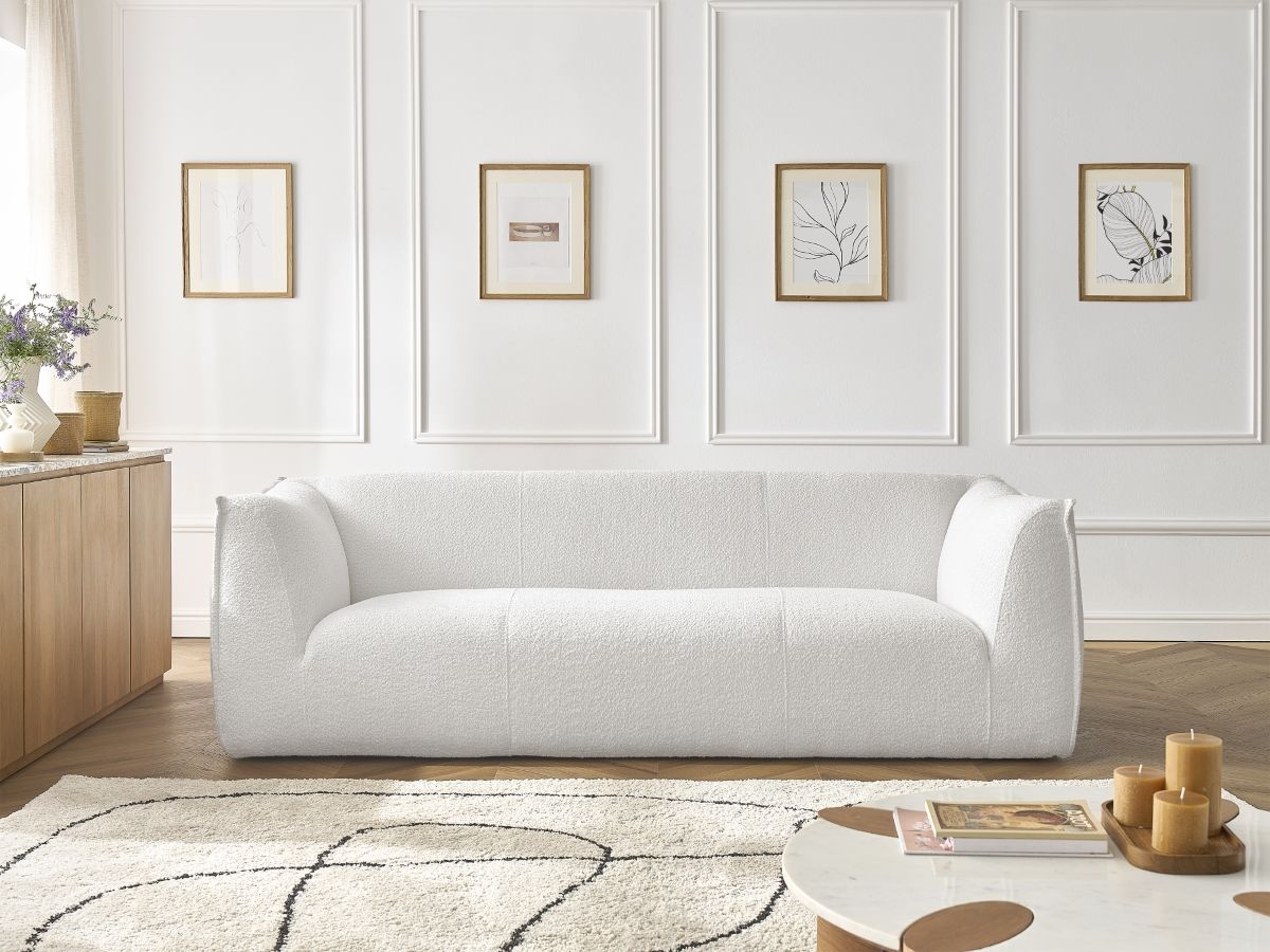 GIORGIA vaste 3-zits rechte bank in badstof