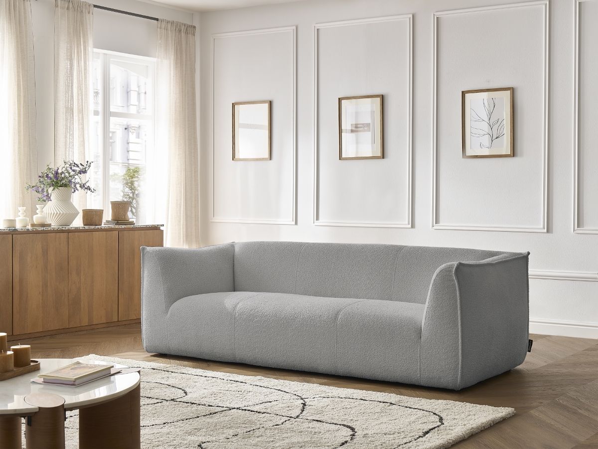 Canapé droit 3 places GIORGIA bouclette gris clair — vue 5