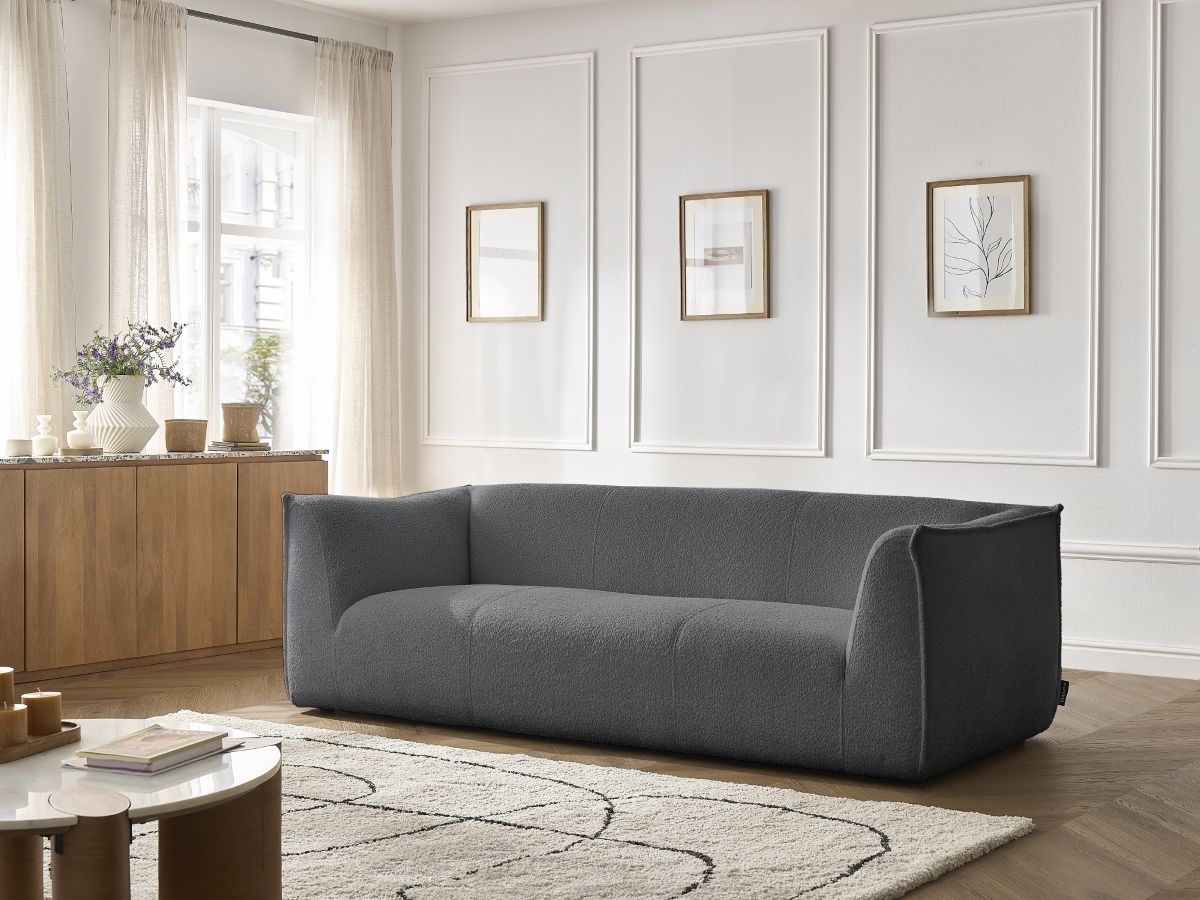 Canapé droit 3 places GIORGIA bouclette gris foncé — vue 5