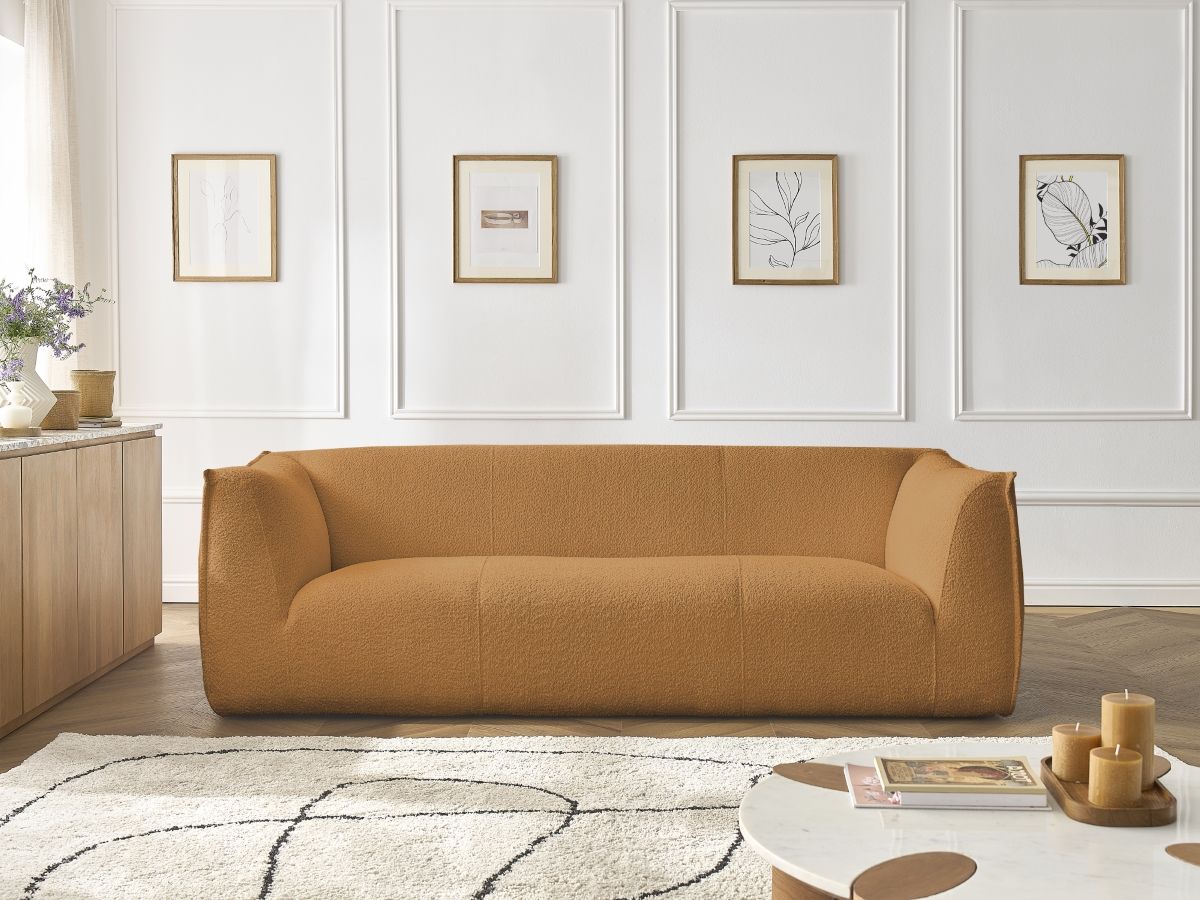 GIORGIA vaste 3-zits rechte bank in badstof