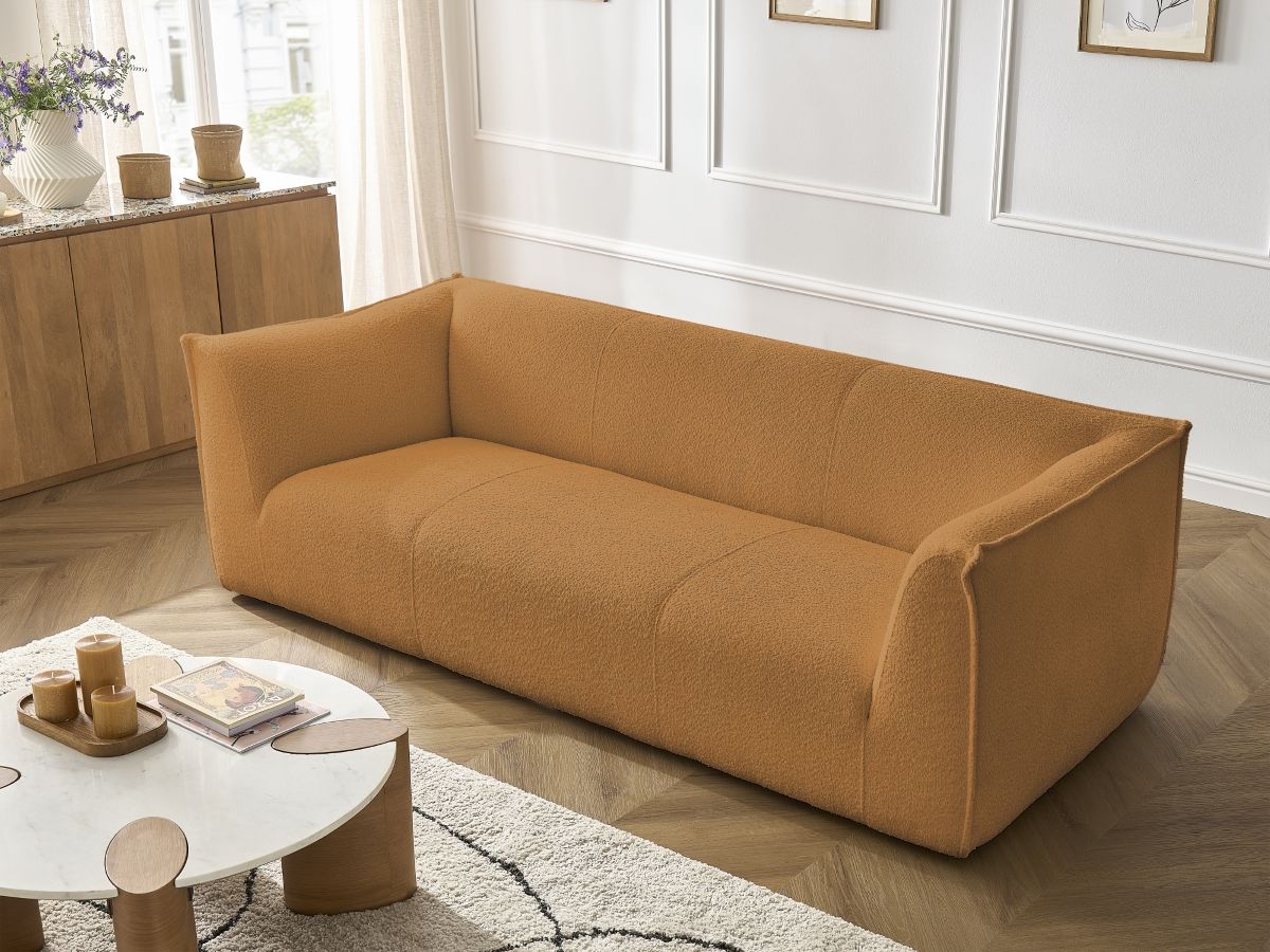 GIORGIA vaste 3-zits rechte bank in badstof