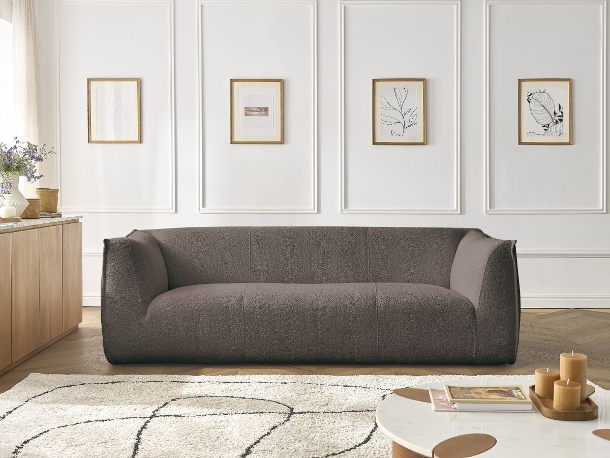 GIORGIA vaste 3-zits rechte bank in badstof