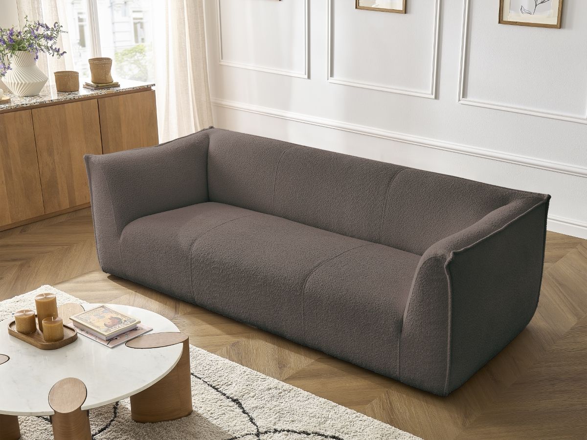 GIORGIA vaste 3-zits rechte bank in badstof