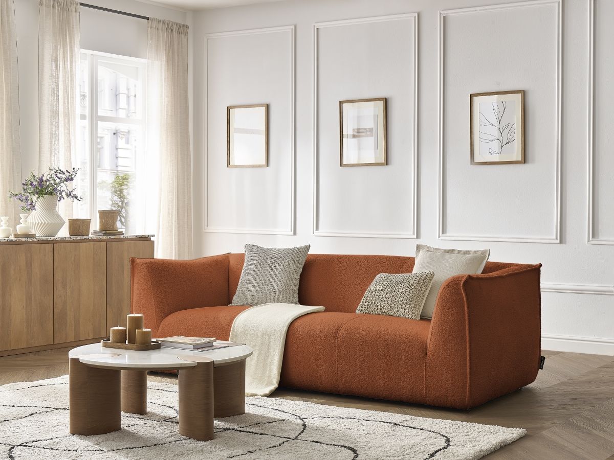 GIORGIA vaste 3-zits rechte bank in badstof