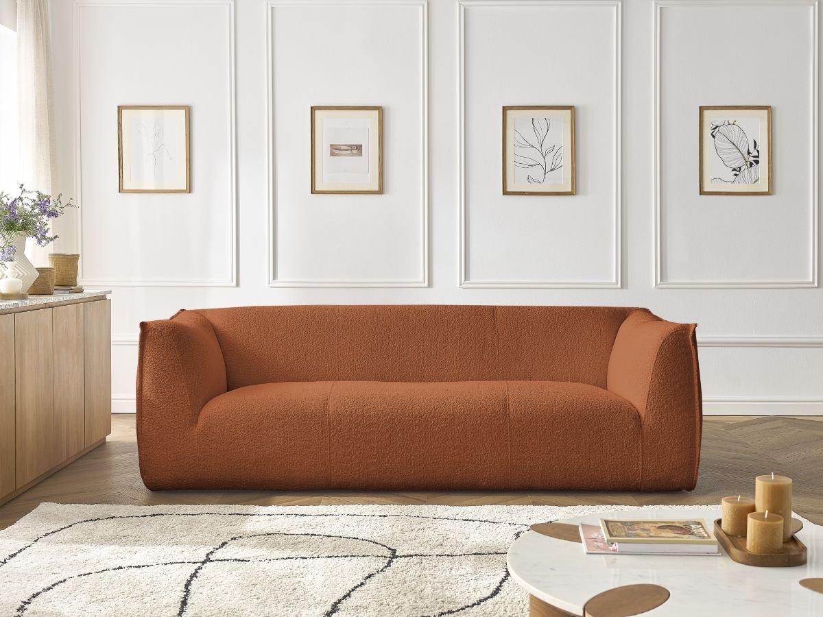 GIORGIA vaste 3-zits rechte bank in badstof