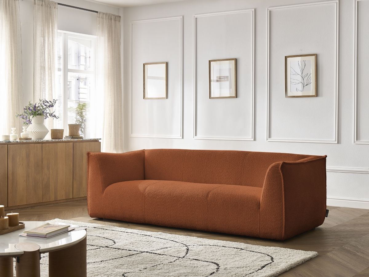 GIORGIA vaste 3-zits rechte bank in badstof