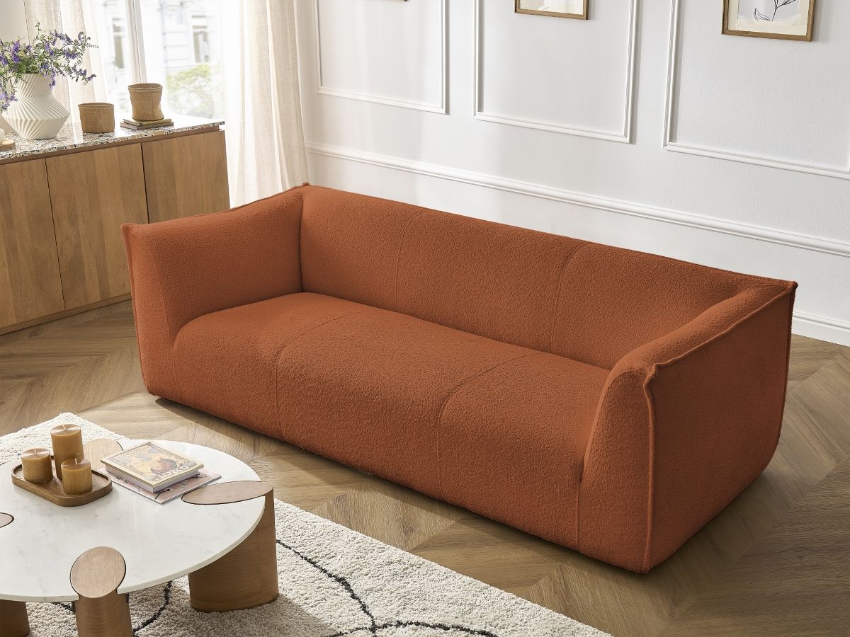 GIORGIA vaste 3-zits rechte bank in badstof