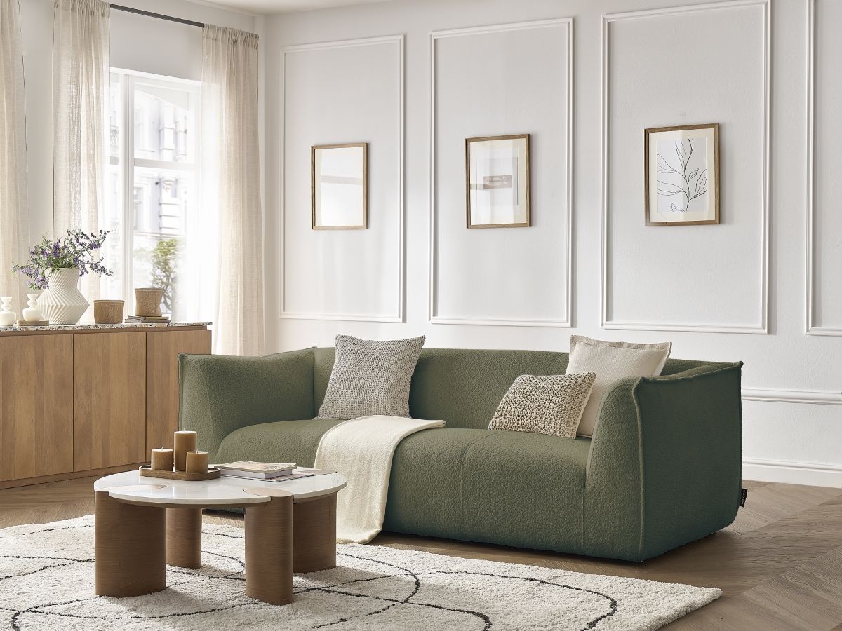 GIORGIA vaste 3-zits rechte bank in badstof