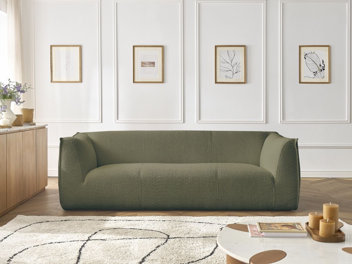 Canapé droit 3 places GIORGIA bouclette vert — vue 6