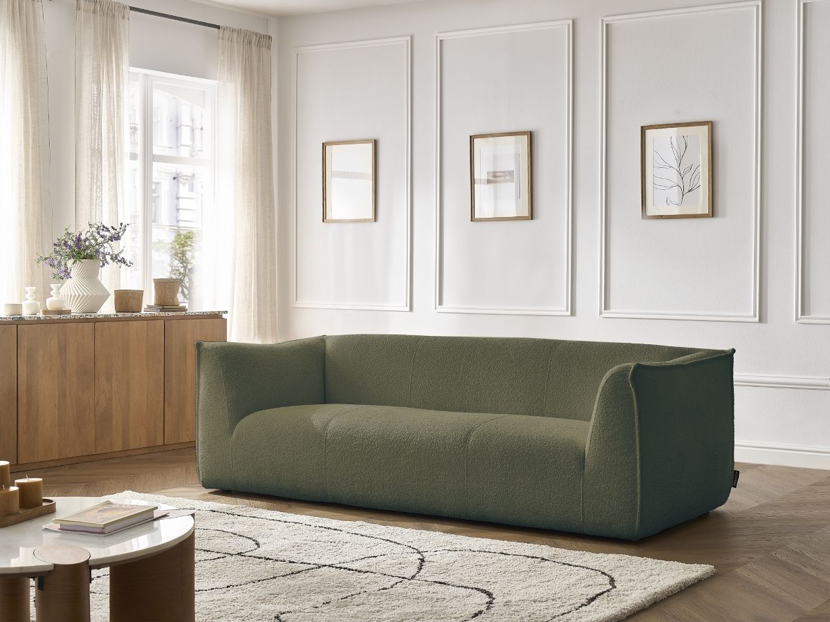 Canapé droit 3 places GIORGIA bouclette vert — vue 5
