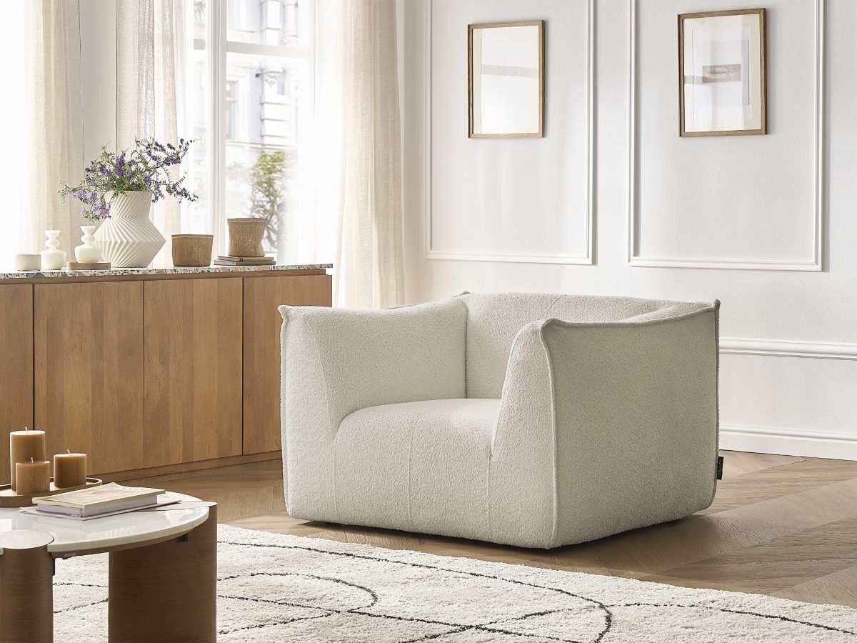 Fauteuil GIORGIA bouclette beige — vue 5