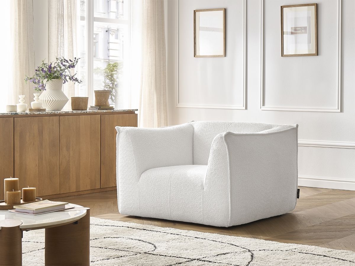 Fauteuil GIORGIA bouclette blanc — vue 5