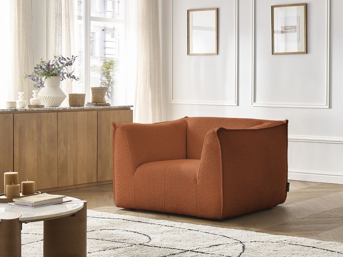 Fauteuil GIORGIA bouclette orange — vue 5