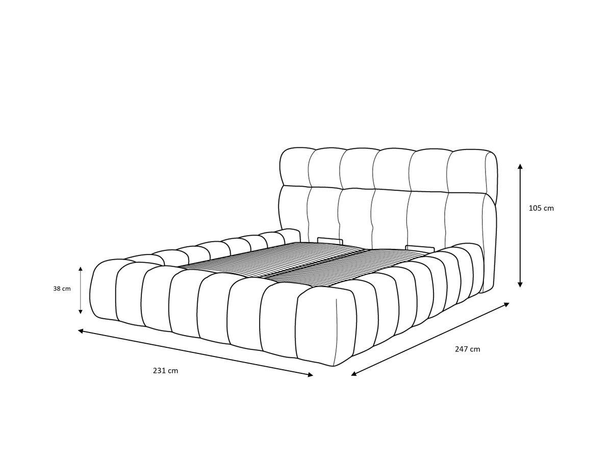 Lit coffre MONT-BLANC tissu bouclette