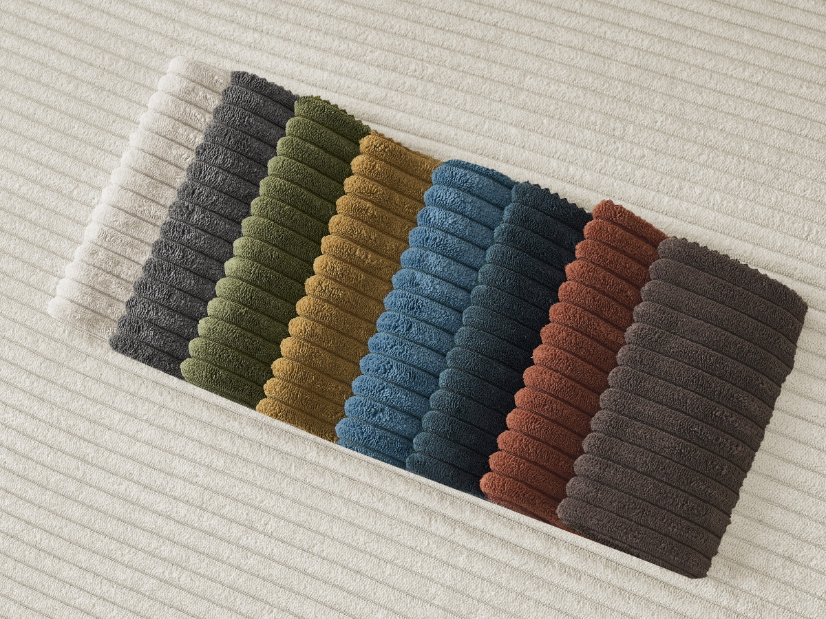 Canapé d'angle fixe EVEREST tissu chiné - Orange - Angle droit - 10 coussins