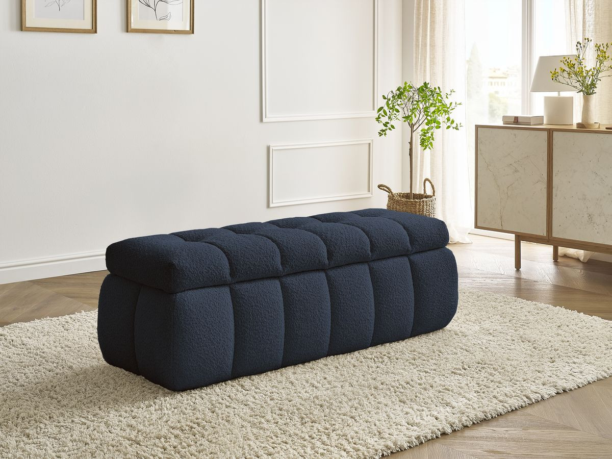 Bout de lit MONT-BLANC bouclette bleu foncé — vue 6