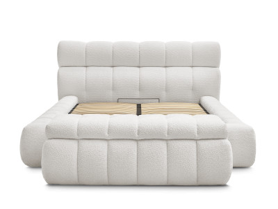 Lit coffre MONT-BLANC + Bout de lit MONT-BLANC tissu bouclette