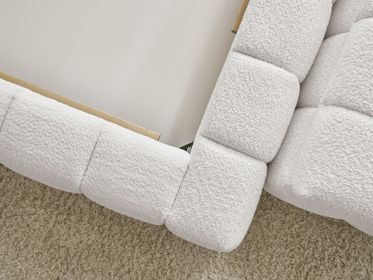 Canapé d'angle fixe EVEREST tissu chiné - Orange - Angle droit - 10 coussins
