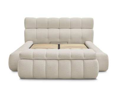 Lit coffre MONT-BLANC + Bout de lit MONT-BLANC tissu bouclette