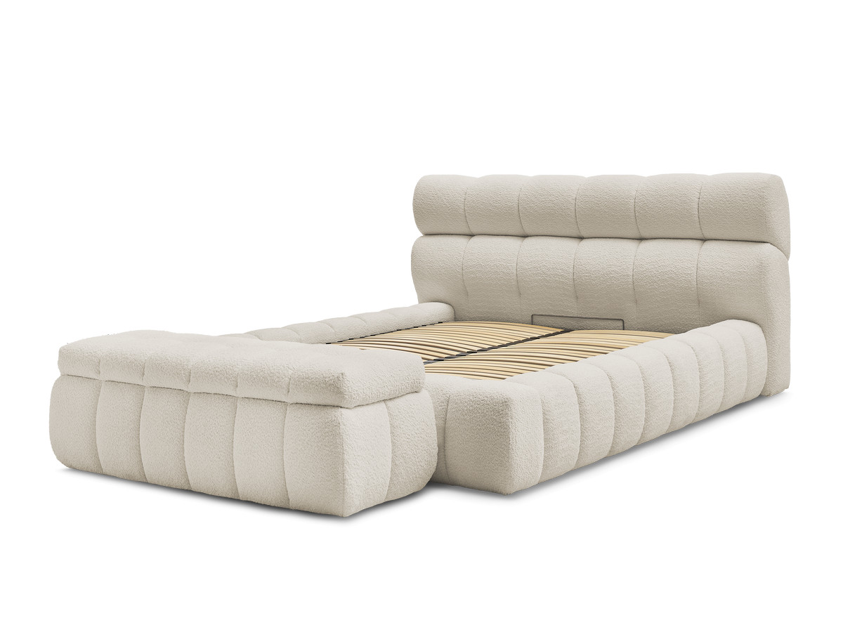 Lit coffre MONT-BLANC + Bout de lit MONT-BLANC tissu bouclette