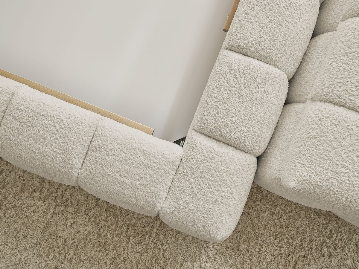 Lit coffre MONT-BLANC + Bout de lit MONT-BLANC tissu bouclette