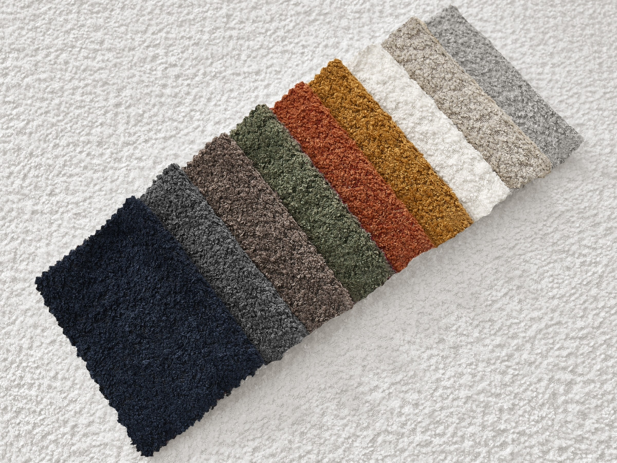 Canapé d'angle fixe EVEREST tissu chiné - Orange - Angle droit - 10 coussins