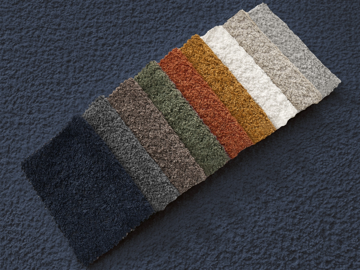 Canapé d'angle fixe EVEREST tissu chiné - Orange - Angle droit - 10 coussins