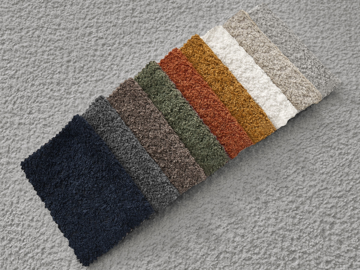 Canapé d'angle fixe EVEREST tissu chiné - Orange - Angle droit - 10 coussins