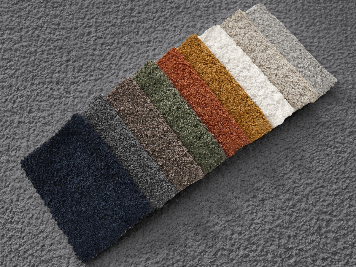 Canapé d'angle fixe EVEREST tissu chiné - Orange - Angle droit - 10 coussins