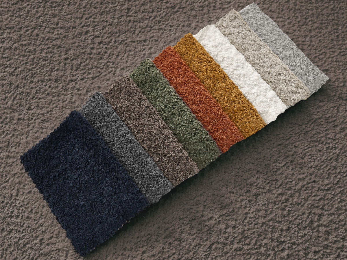 Canapé d'angle fixe EVEREST tissu chiné - Orange - Angle droit - 10 coussins