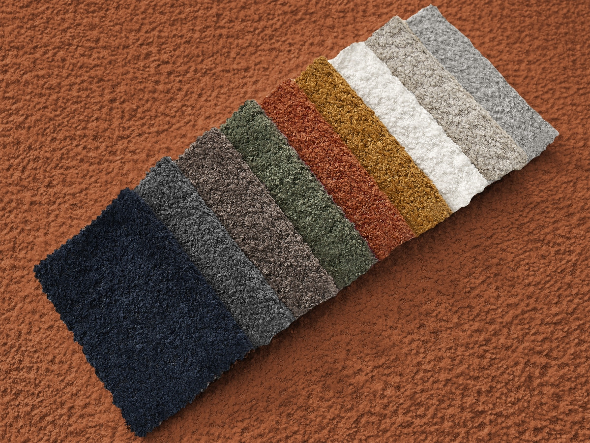 Canapé d'angle fixe EVEREST tissu chiné - Orange - Angle droit - 10 coussins