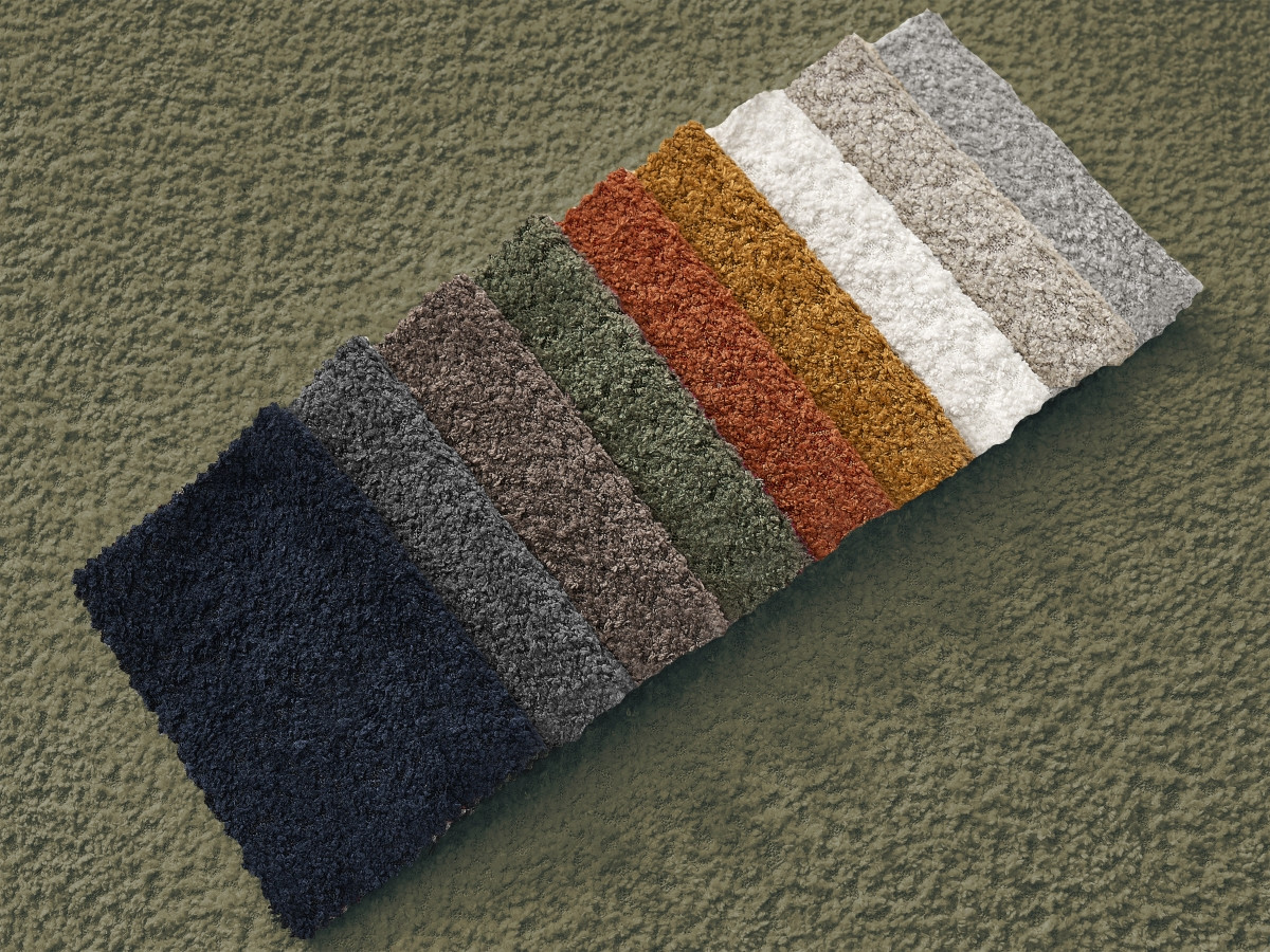 Canapé d'angle fixe EVEREST tissu chiné - Orange - Angle droit - 10 coussins