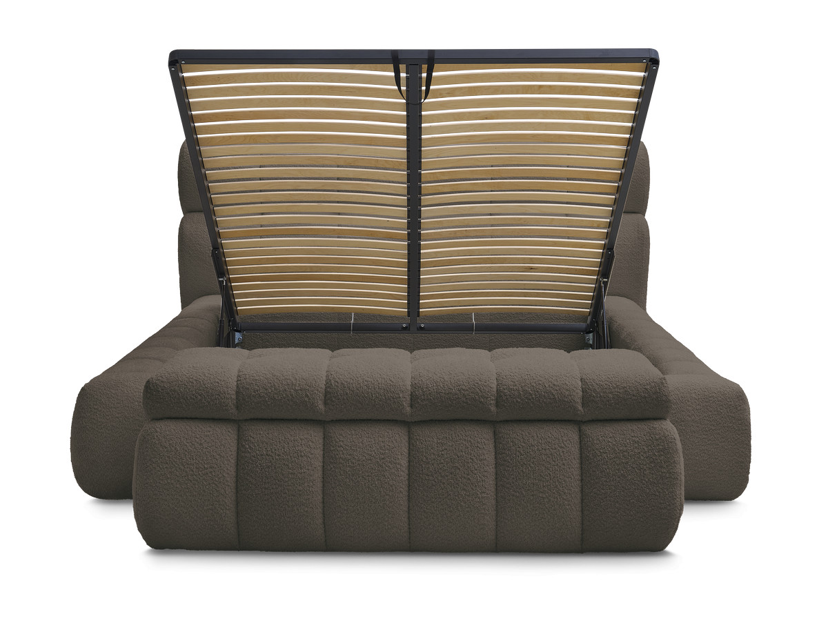 Lit coffre MONT-BLANC + Bout de lit MONT-BLANC tissu bouclette