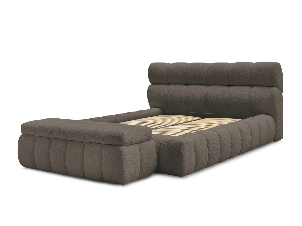 Lit coffre MONT-BLANC + Bout de lit MONT-BLANC tissu bouclette