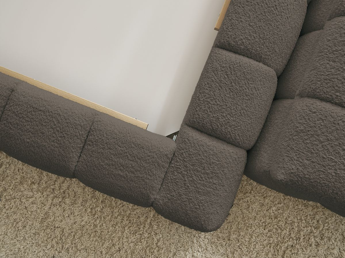 Lit coffre MONT-BLANC + Bout de lit MONT-BLANC tissu bouclette