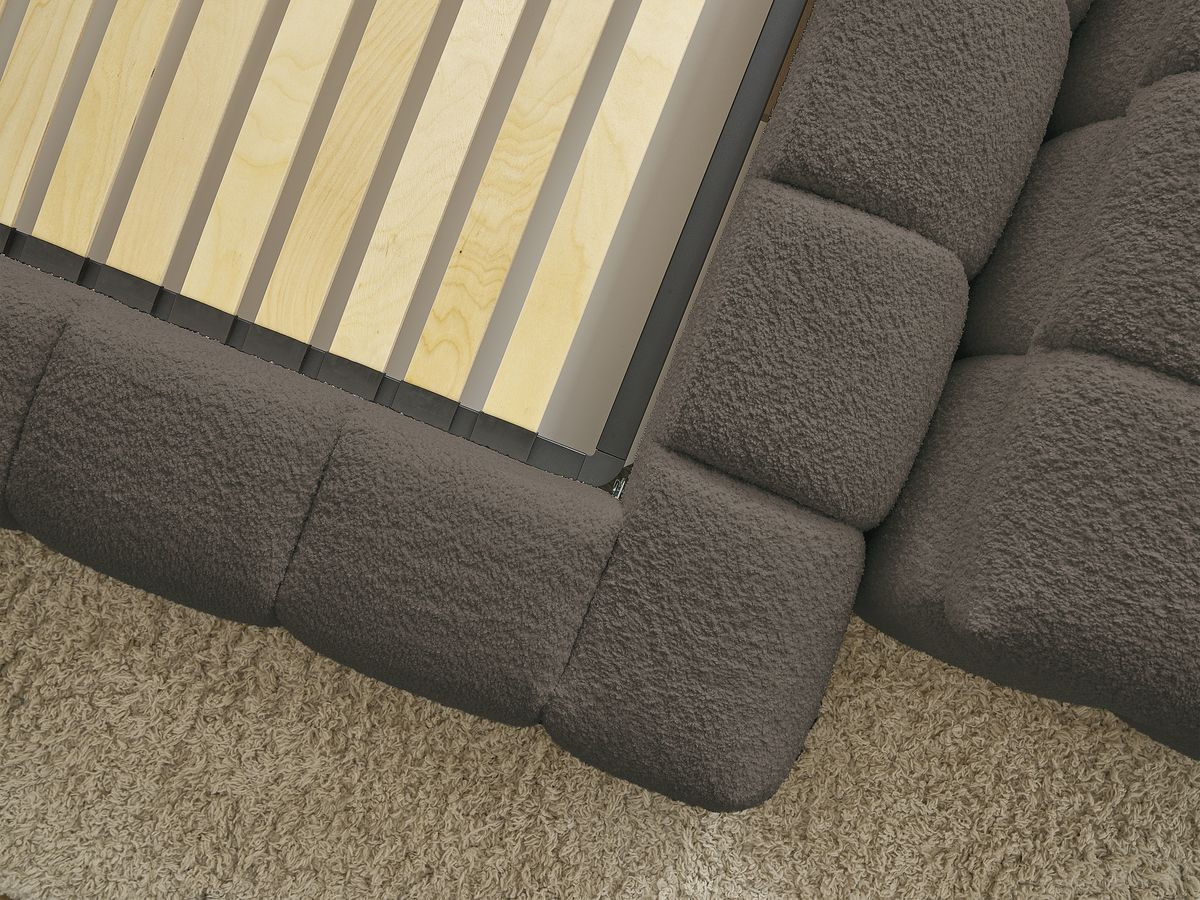 Lit coffre MONT-BLANC + Bout de lit MONT-BLANC tissu bouclette