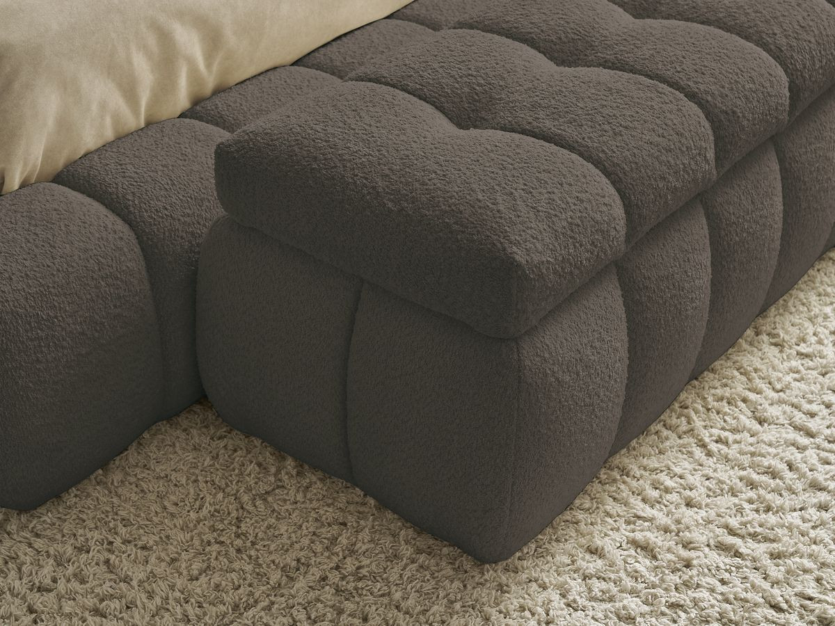 Lit coffre MONT-BLANC + Bout de lit MONT-BLANC tissu bouclette