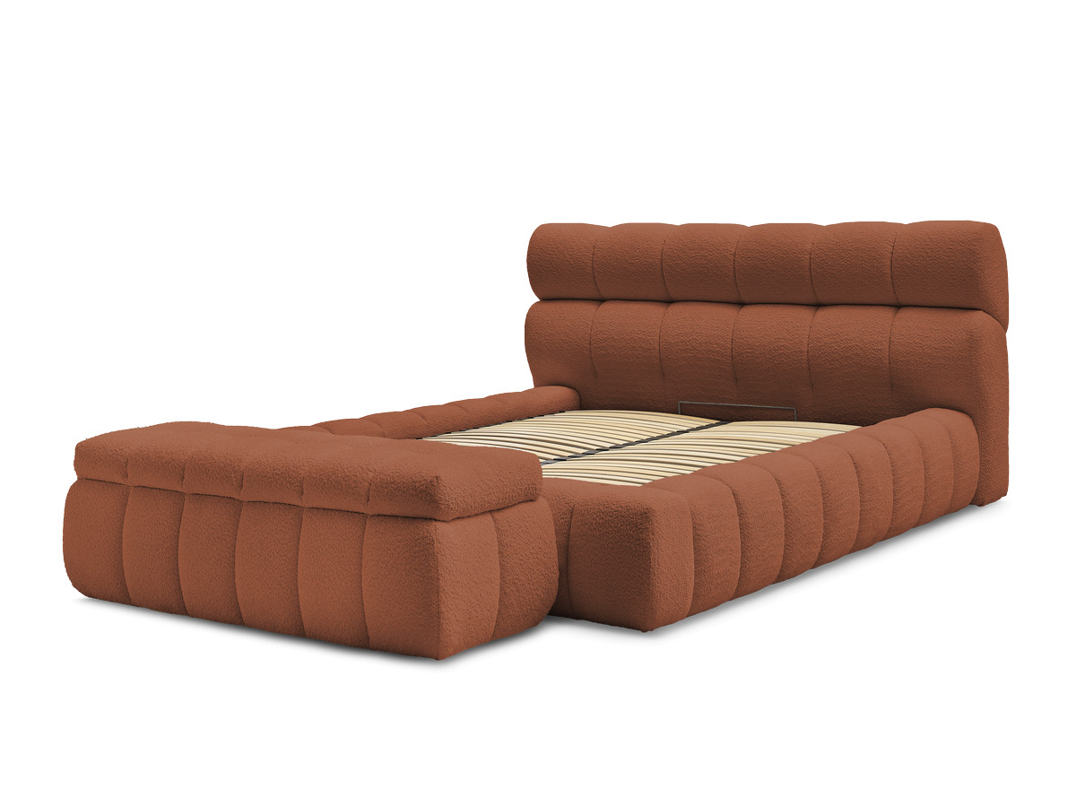 Lit coffre MONT-BLANC + Bout de lit MONT-BLANC tissu bouclette