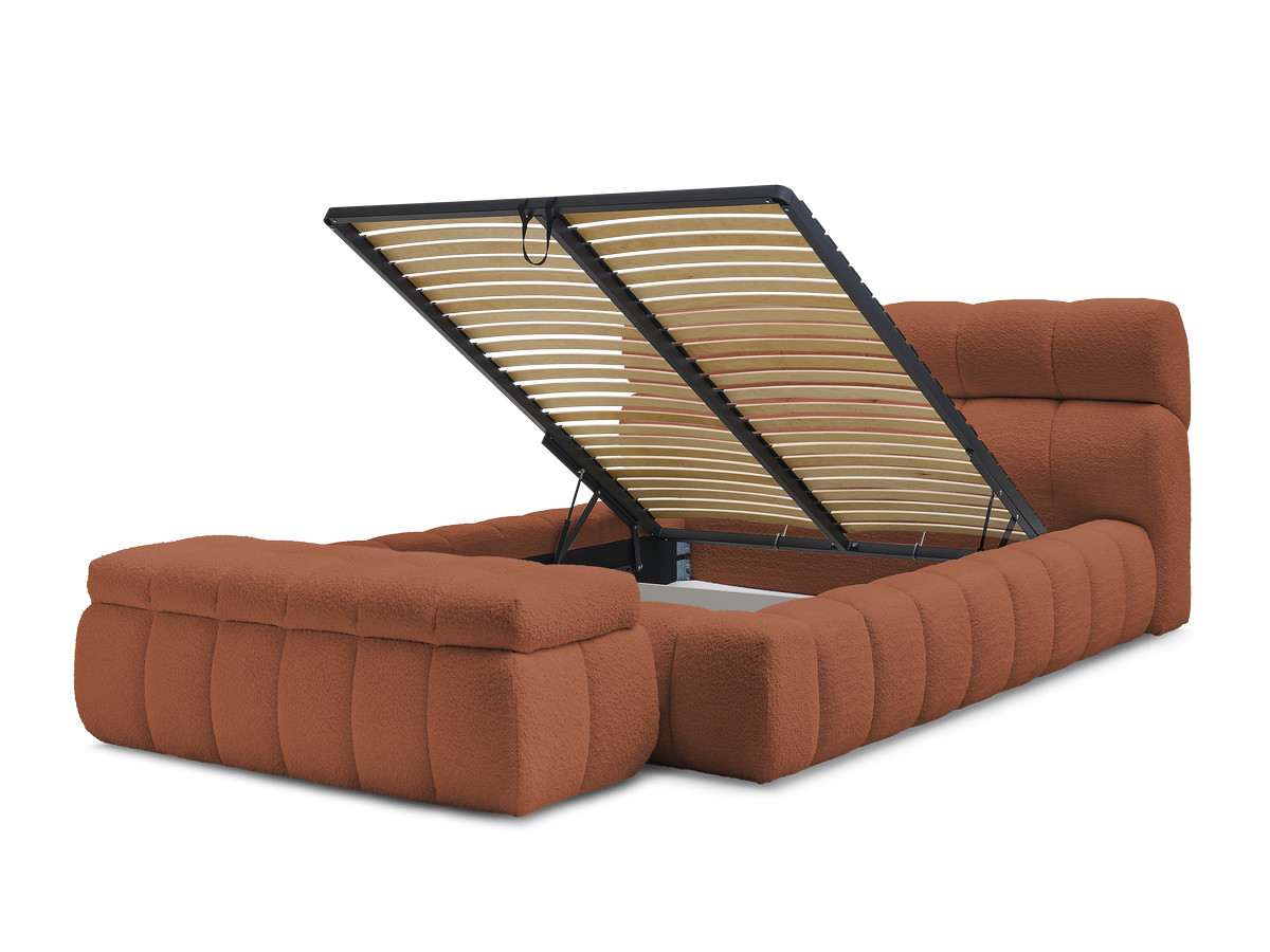 Lit coffre MONT-BLANC + Bout de lit MONT-BLANC tissu bouclette