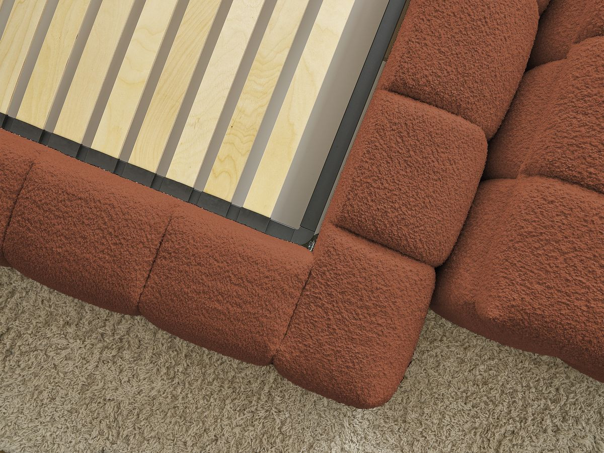 Lit coffre MONT-BLANC + Bout de lit MONT-BLANC tissu bouclette