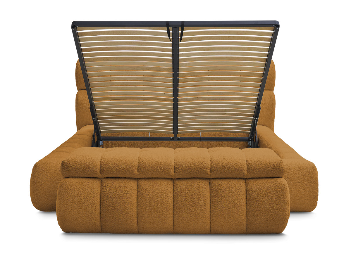 Lit coffre MONT-BLANC + Bout de lit MONT-BLANC bouclette jaune 140x190 + bout de lit — vue 6