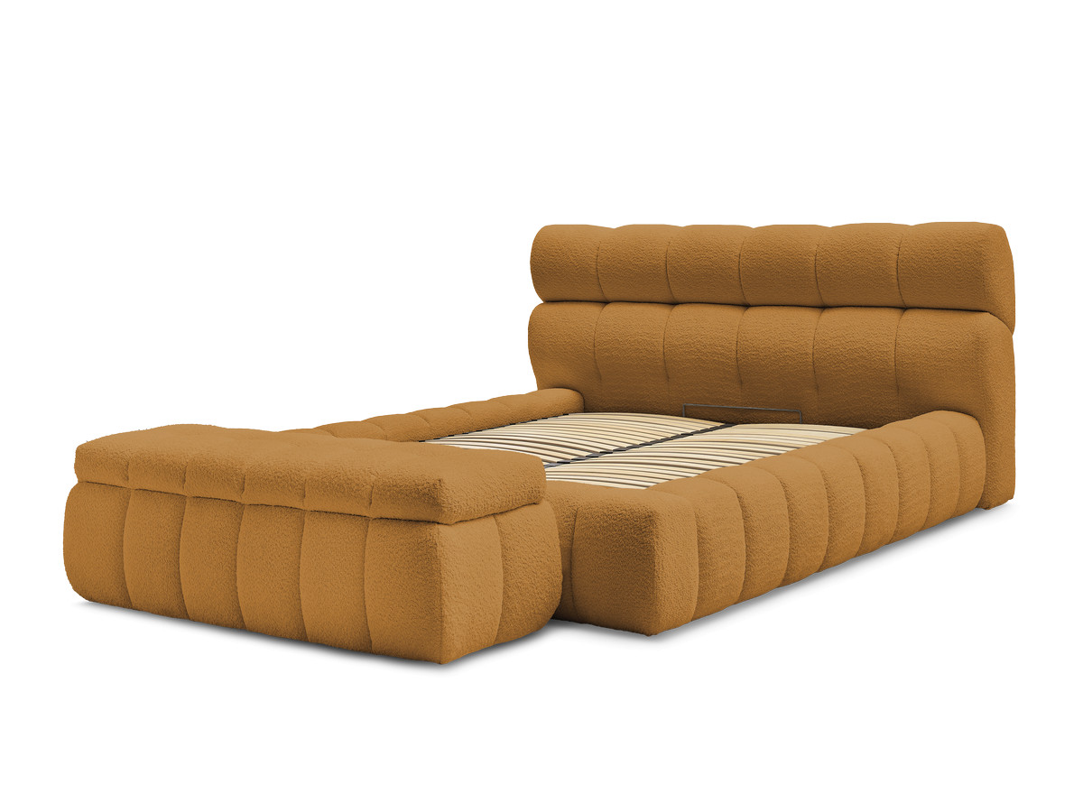 Lit coffre MONT-BLANC + Bout de lit MONT-BLANC tissu bouclette