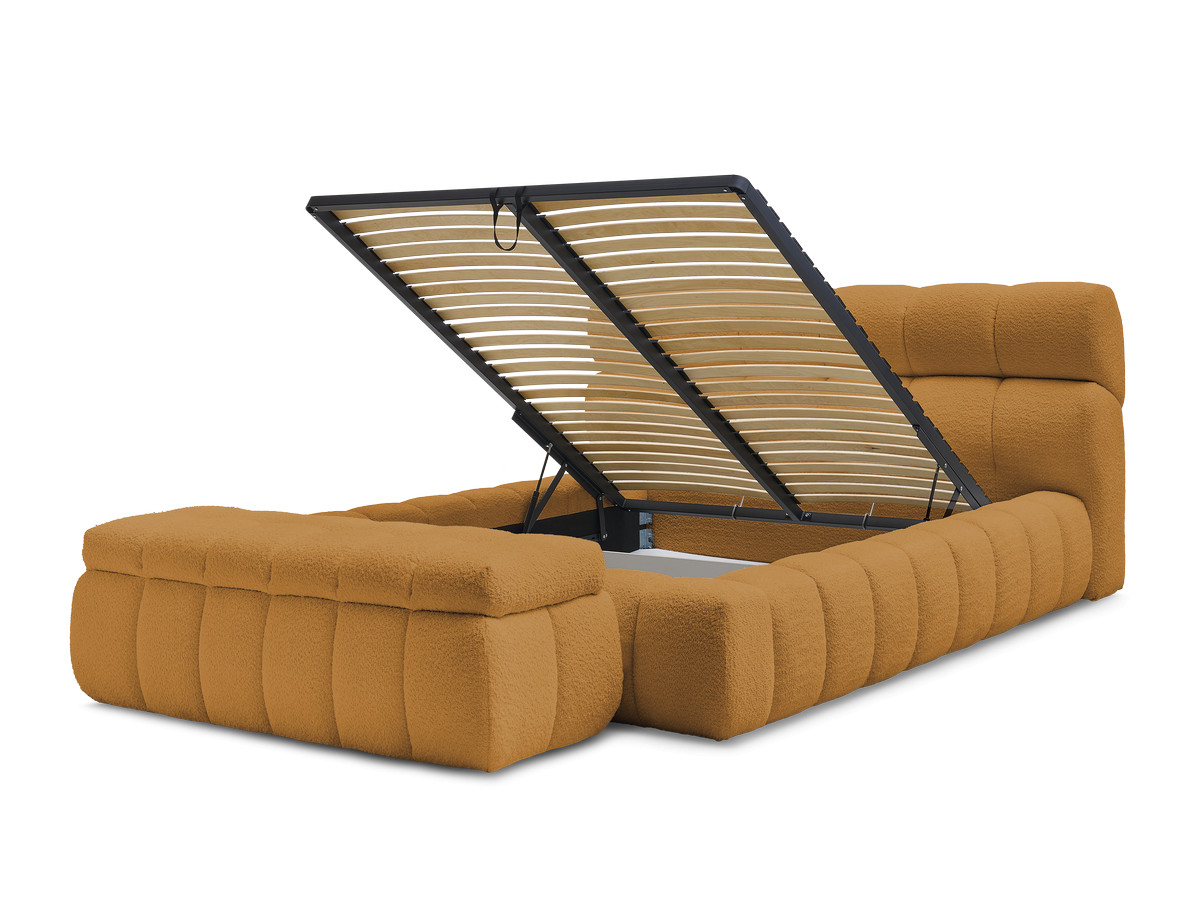 Lit coffre MONT-BLANC + Bout de lit MONT-BLANC tissu bouclette