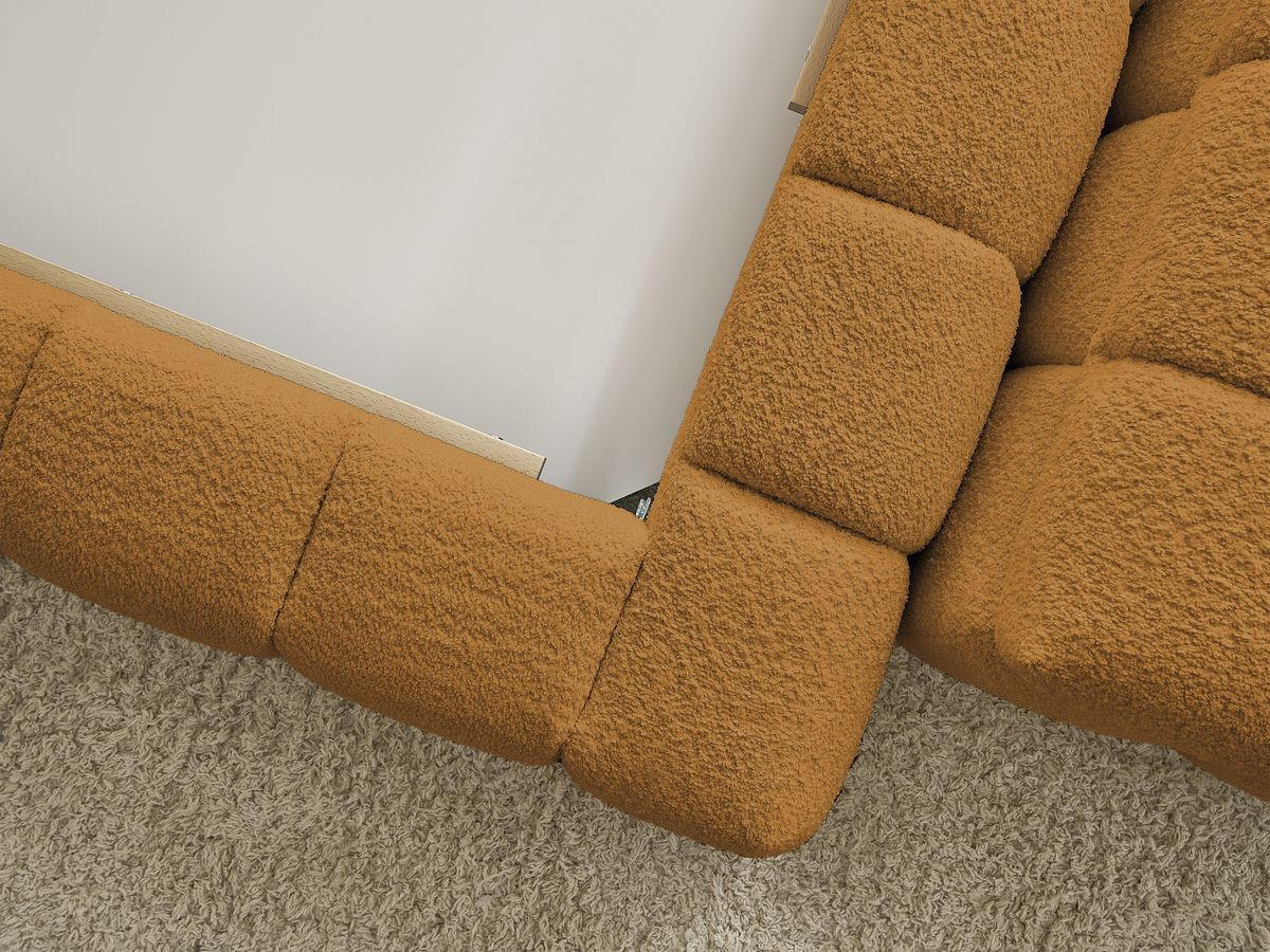 Lit coffre MONT-BLANC + Bout de lit MONT-BLANC tissu bouclette
