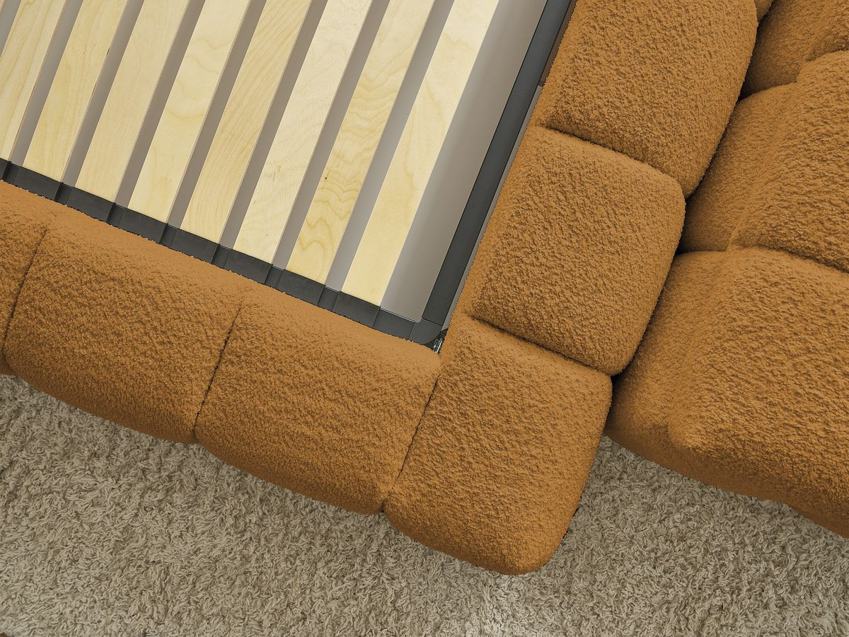 Lit coffre MONT-BLANC + Bout de lit MONT-BLANC tissu bouclette