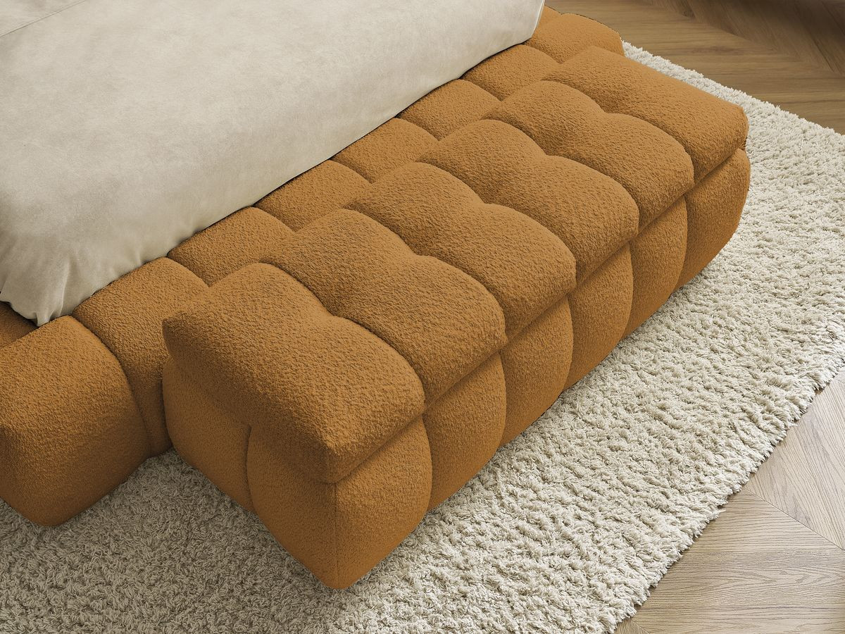 Lit coffre MONT-BLANC + Bout de lit MONT-BLANC tissu bouclette