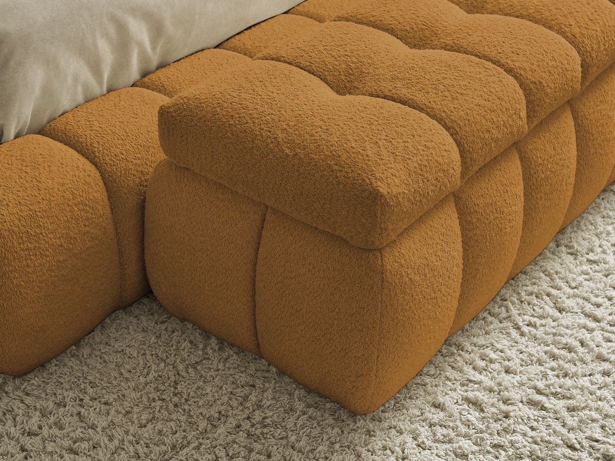 Lit coffre MONT-BLANC + Bout de lit MONT-BLANC tissu bouclette